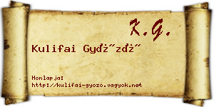 Kulifai Győző névjegykártya